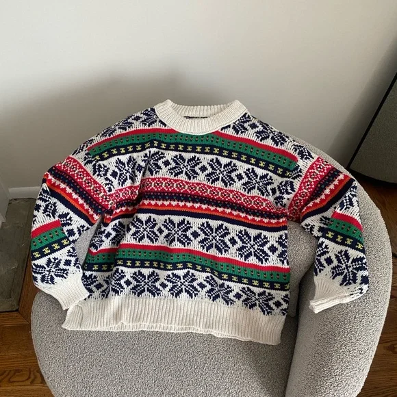 NWOT Aerie Fair Isle Sweater Snowflake - Picture 2 of 5